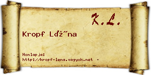 Kropf Léna névjegykártya