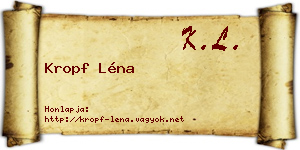 Kropf Léna névjegykártya
